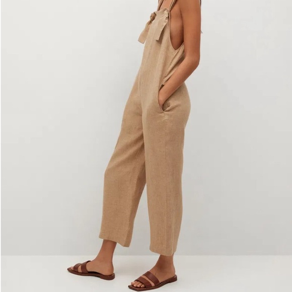 MANGO - Linen Beige Jumpsuit - Size M - Picture 5 of 15